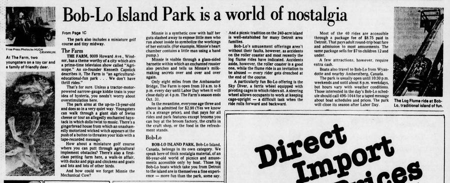 Aug 1978 article on mich amusement parks King's Animaland Park, Richmond